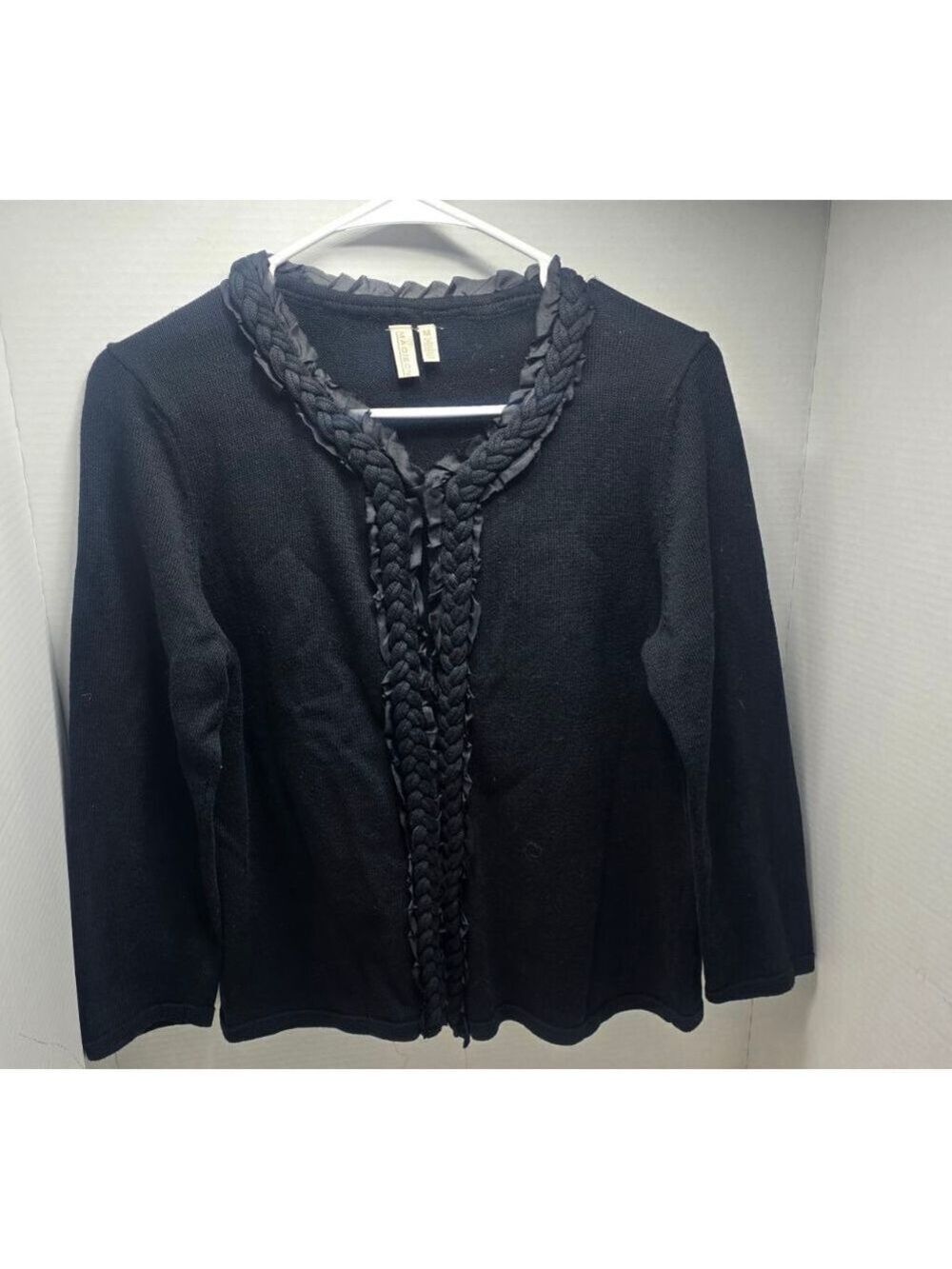 Women's MADISON Black Cotton Silk Cardigan Sweater M